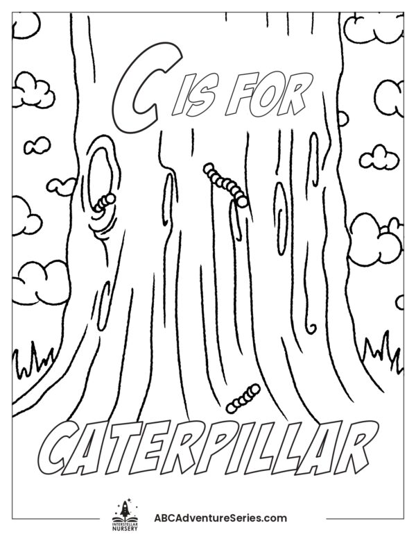C Is For Caterpillar Title Coloring Page